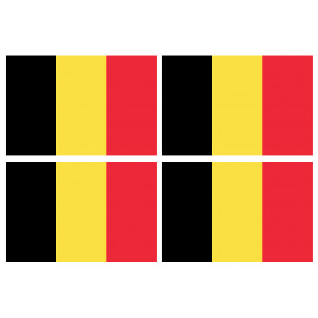 Drapeau Belgique - 4 stickers - 9.5 x 6.3 cm - Autocollant(sticker)