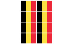 Drapeau Belgique - 8 stickers - 9.5 x 6.3 cm - Autocollant(sticker)