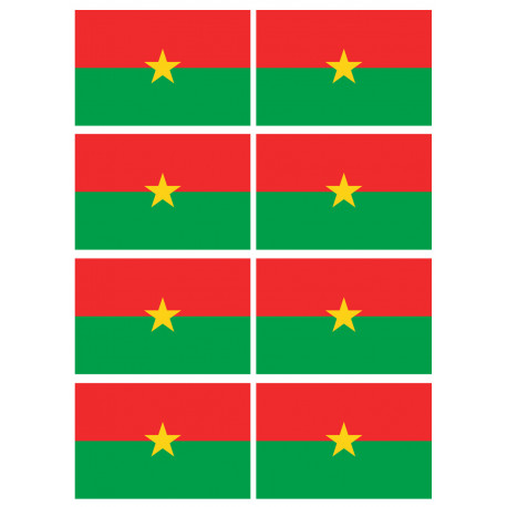 Drapeau Burkina Faso - 8 stickers - 9.5 x 6.3 cm - Autocollant(sticker)