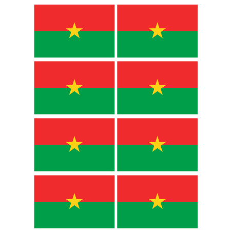 Drapeau Burkina Faso - 8 stickers - 9.5 x 6.3 cm - Sticker/autocollant