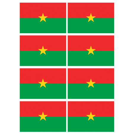 Drapeau Burkina Faso - 8 stickers - 9.5 x 6.3 cm - Autocollant(sticker)