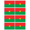 Drapeau Burkina Faso - 8 stickers - 9.5 x 6.3 cm - Sticker/autocollant