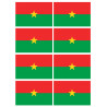 Drapeau Burkina Faso - 8 stickers - 9.5 x 6.3 cm - Autocollant(sticker)