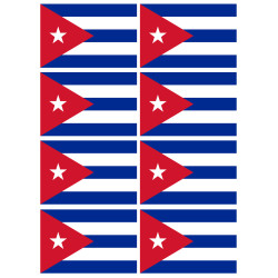 Drapeau Cuba - 8 stickers - 9.5 x 6.3 cm - Sticker/autocollant