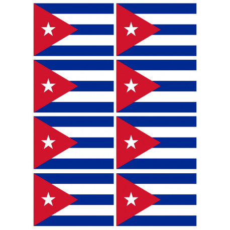 Drapeau Cuba - 8 stickers - 9.5 x 6.3 cm - Autocollant(sticker)