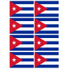 Drapeau Cuba - 8 stickers - 9.5 x 6.3 cm - Sticker/autocollant
