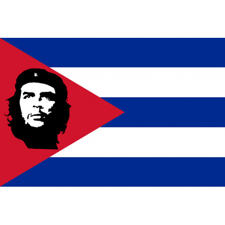 Drapeau Cuba avec le Ché - 19.5 x 13 cm - Autocollant(sticker)