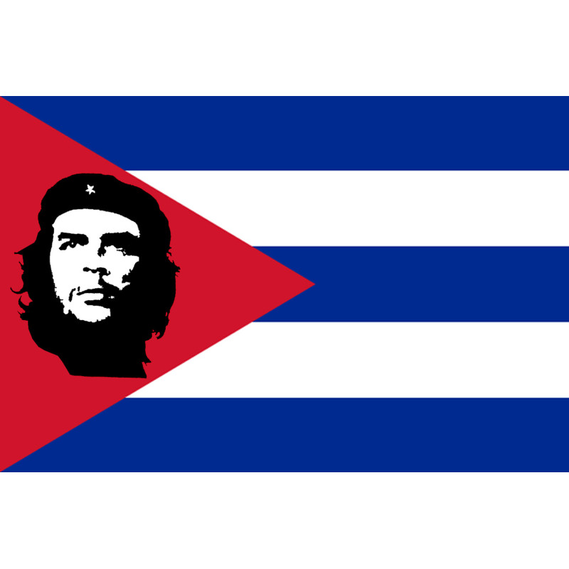 Drapeau Cuba avec le Che - 9.3x6.3 cm - Sticker/autocollant
