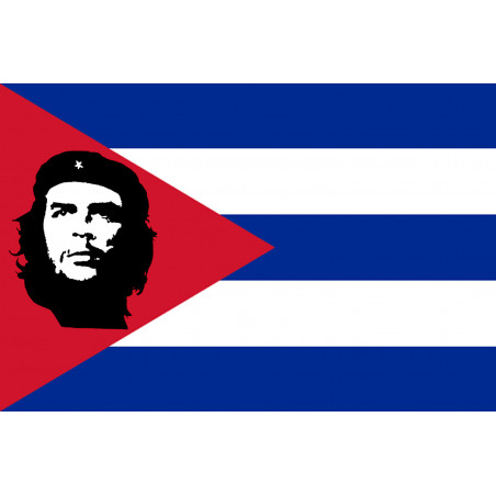 Drapeau Cuba avec le Che - 5x3.3 cm - Autocollant(sticker)