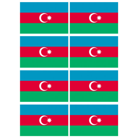 Drapeau Azerbaijan - 8 stickers - 9.5 x 6.3 cm - Autocollant(sticker)