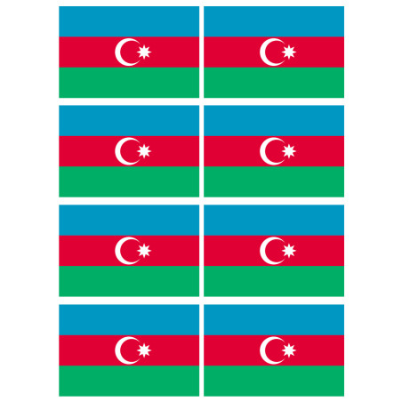 Drapeau Azerbaijan - 8 stickers - 9.5 x 6.3 cm - Sticker/autocollant