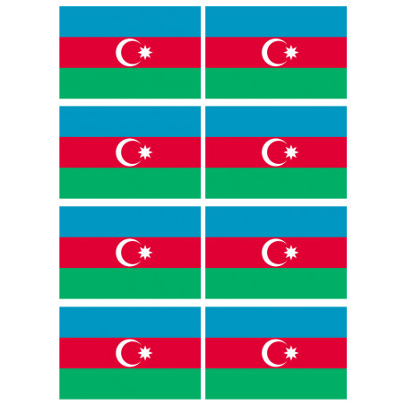 Drapeau Azerbaijan - 8 stickers - 9.5 x 6.3 cm - Autocollant(sticker)