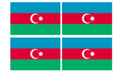 Drapeau Azerbaijan - 4 stickers - 9.5 x 6.3 cm - Autocollant(sticker)