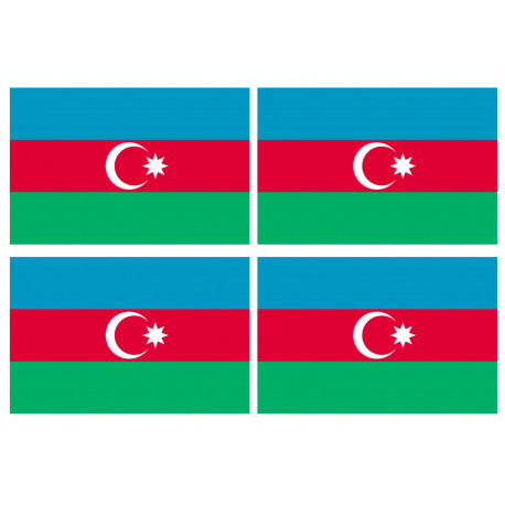 Drapeau Azerbaijan - 4 stickers - 9.5 x 6.3 cm - Autocollant(sticker)