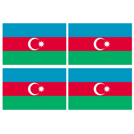 Drapeau Azerbaijan - 4 stickers - 9.5 x 6.3 cm - Sticker/autocollant