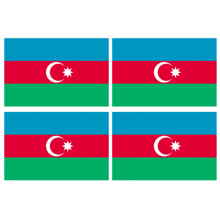 Drapeau Azerbaijan - 4 stickers - 9.5 x 6.3 cm - Autocollant(sticker)