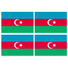 Drapeau Azerbaijan - 4 stickers - 9.5 x 6.3 cm - Sticker/autocollant