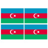 Drapeau Azerbaijan - 4 stickers - 9.5 x 6.3 cm - Autocollant(sticker)