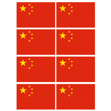 Drapeau Chine - 8 stickers - 9.5 x 6.3 cm - Autocollant(sticker)