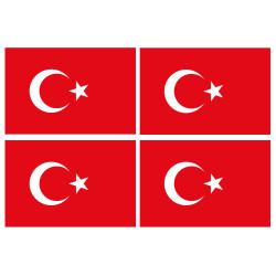 Drapeau Turquie - 4 stickers - 9.5 x 6.3 cm - Sticker/autocollant