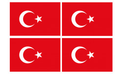 Drapeau Turquie - 4 stickers - 9.5 x 6.3 cm - Autocollant(sticker)