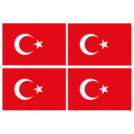 Drapeau Turquie - 4 stickers - 9.5 x 6.3 cm - Autocollant(sticker)