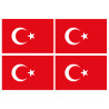 Drapeau Turquie - 4 stickers - 9.5 x 6.3 cm - Sticker/autocollant