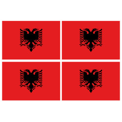 Drapeau Albanie - 4 stickers - 9.5 x 6.3 cm - Sticker/autocollant