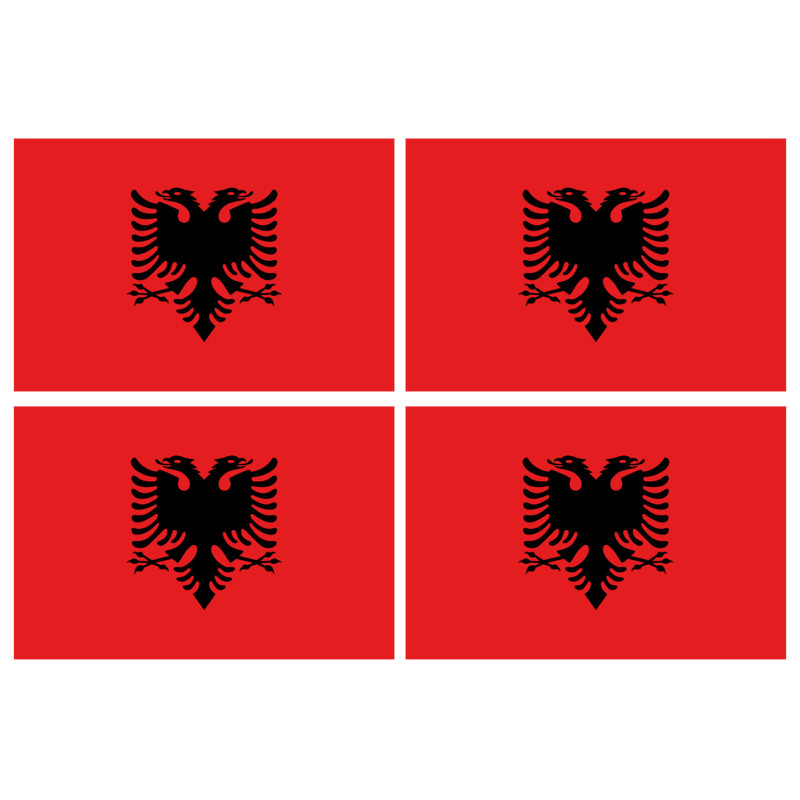 Drapeau Albanie - 4 stickers - 9.5 x 6.3 cm - Sticker/autocollant