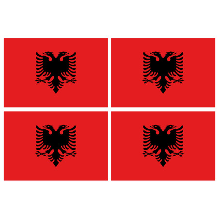 Drapeau Albanie - 4 stickers - 9.5 x 6.3 cm - Sticker/autocollant