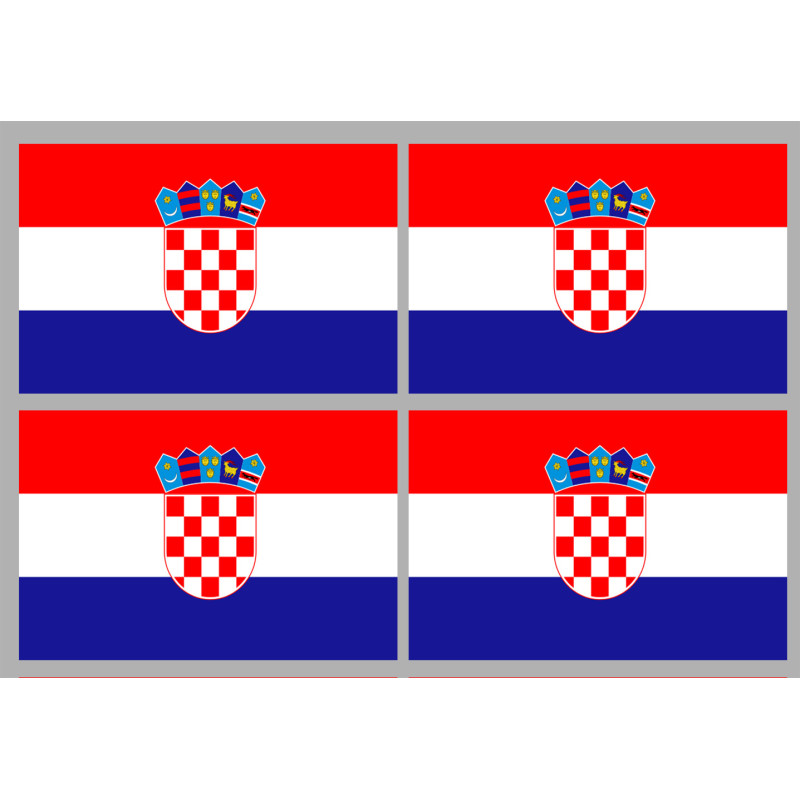 Drapeau Croatie - 4 stickers - 9.5 x 6.3 cm - Sticker/autocollant