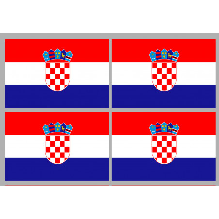 Drapeau Croatie - 4 stickers - 9.5 x 6.3 cm - Autocollant(sticker)