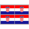 Drapeau Croatie - 4 stickers - 9.5 x 6.3 cm - Sticker/autocollant