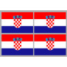 Drapeau Croatie - 4 stickers - 9.5 x 6.3 cm - Autocollant(sticker)