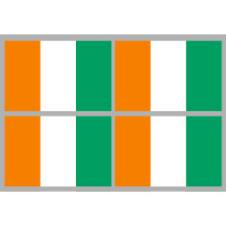 Drapeau Côte d'Ivoire - 4 stickers - 9.5 x 6.3 cm - Sticker/autocolla