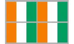 Drapeau Côte d'Ivoire - 4 stickers - 9.5 x 6.3 cm - Autocollant(sticker)