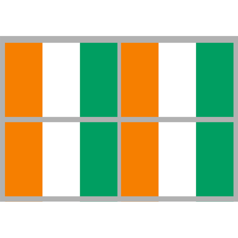 Drapeau Côte d'Ivoire - 4 stickers - 9.5 x 6.3 cm - Sticker/autocolla