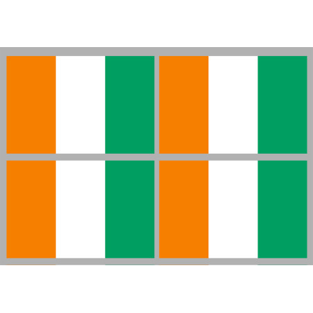 Drapeau Côte d'Ivoire - 4 stickers - 9.5 x 6.3 cm - Sticker/autocolla