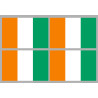 Drapeau Côte d'Ivoire - 4 stickers - 9.5 x 6.3 cm - Sticker/autocolla