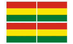 Drapeau Bolivie - 4 stickers - 9.5 x 6.3 cm - Autocollant(sticker)