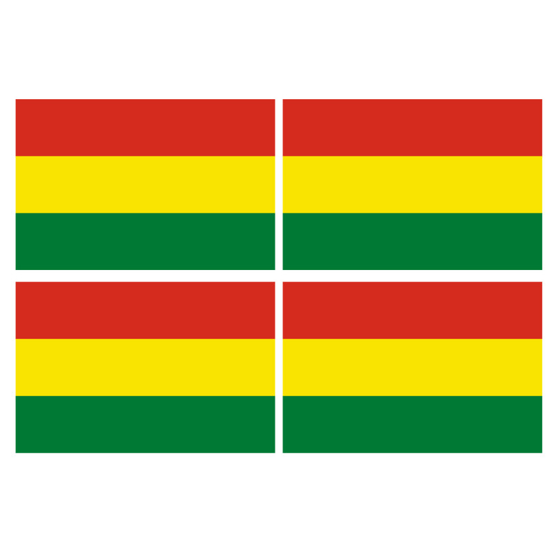 Drapeau Bolivie - 4 stickers - 9.5 x 6.3 cm - Sticker/autocollant