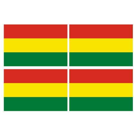 Drapeau Bolivie - 4 stickers - 9.5 x 6.3 cm - Sticker/autocollant