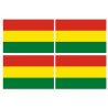 Drapeau Bolivie - 4 stickers - 9.5 x 6.3 cm - Sticker/autocollant
