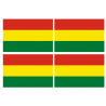 Drapeau Bolivie - 4 stickers - 9.5 x 6.3 cm - Autocollant(sticker)