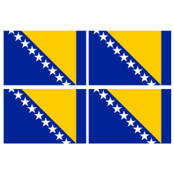 Drapeau Bosnie-Herzegovine - 4 stickers - 9.5 x 6.3 cm - Sticker/autoc
