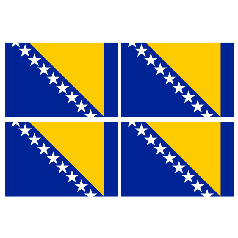 Drapeau Bosnie-Herzegovine - 4 stickers - 9.5 x 6.3 cm - Sticker/autoc