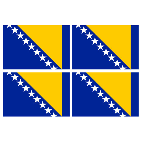 Drapeau Bosnie-Herzegovine - 4 stickers - 9.5 x 6.3 cm - Sticker/autoc
