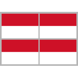 Drapeau Monaco - 4 stickers - 9.5 x 6.3 cm - Sticker/autocollant