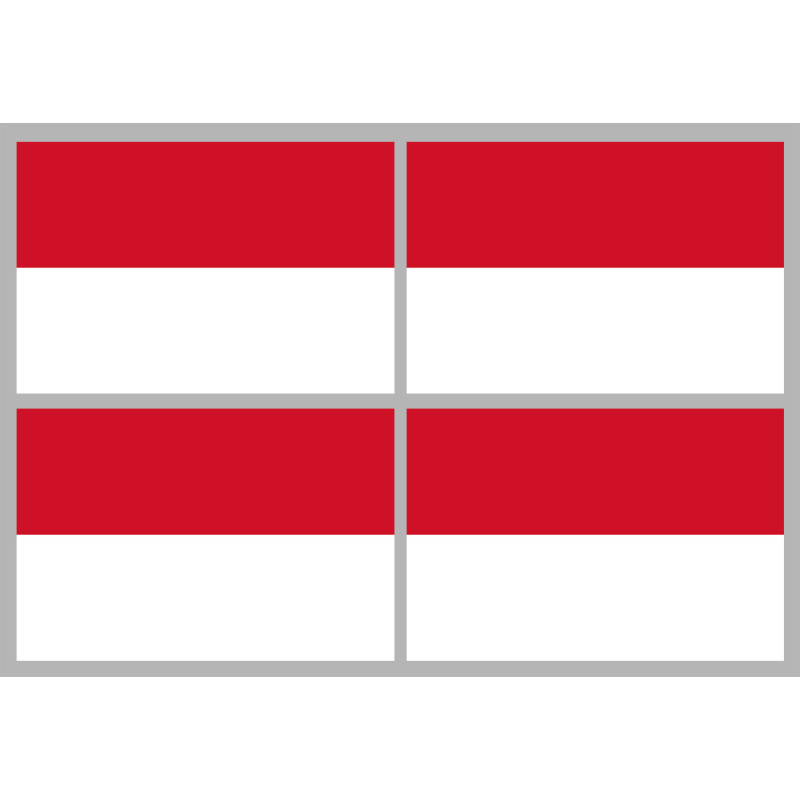 Drapeau Monaco - 4 stickers - 9.5 x 6.3 cm - Sticker/autocollant