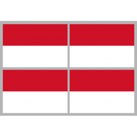 Drapeau Monaco - 4 stickers - 9.5 x 6.3 cm - Autocollant(sticker)